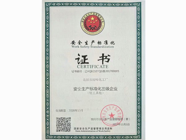 安全生产标准化证书
